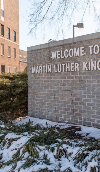 Welcome sign to Martin Luther King Drive in Jersey City, on Tuesday, Feb. 15, 2022. (Reena Rose Sibayan | The Jersey Journal)