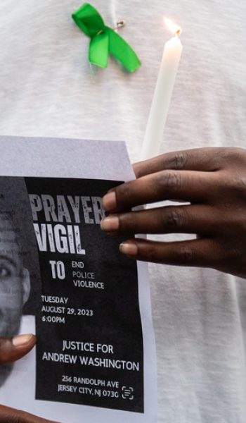 Vigil on Wednesday, Aug. 30, 2023, for Andrew "Drew" Jerome Washington who was fatally shot by Jersey City police at his home on Randolph Avenue on Aug. 27. (Reena Rose Sibayan | The Jersey Journal)